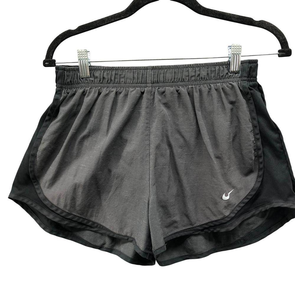 Nike Dri-FIT Tempo Running Shorts Womens M Black Gray Lined Training‎